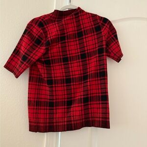 Ann Taylor Red and Black Plaid Blouse